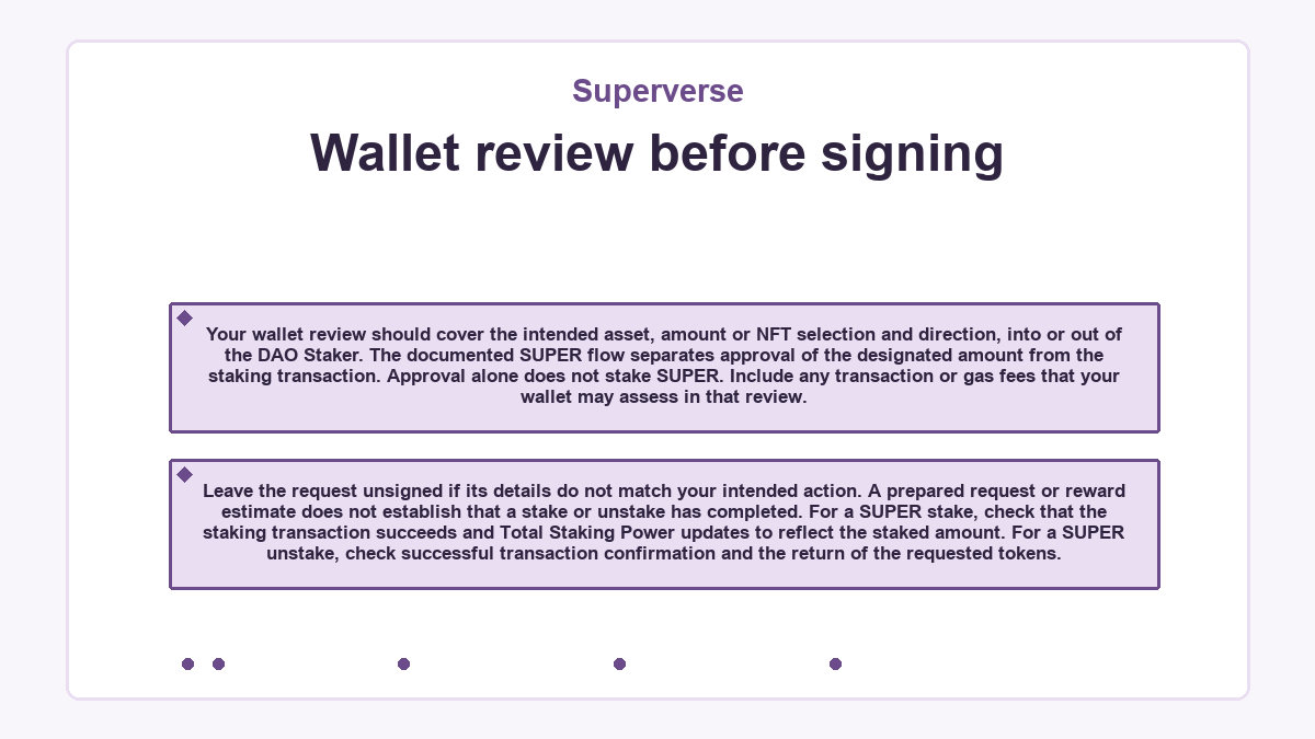 Illustration: Wallet review before signing (Superverse)