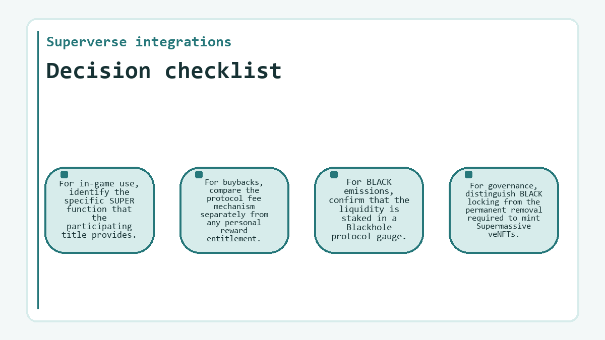 Superverse integrations - Decision checklist